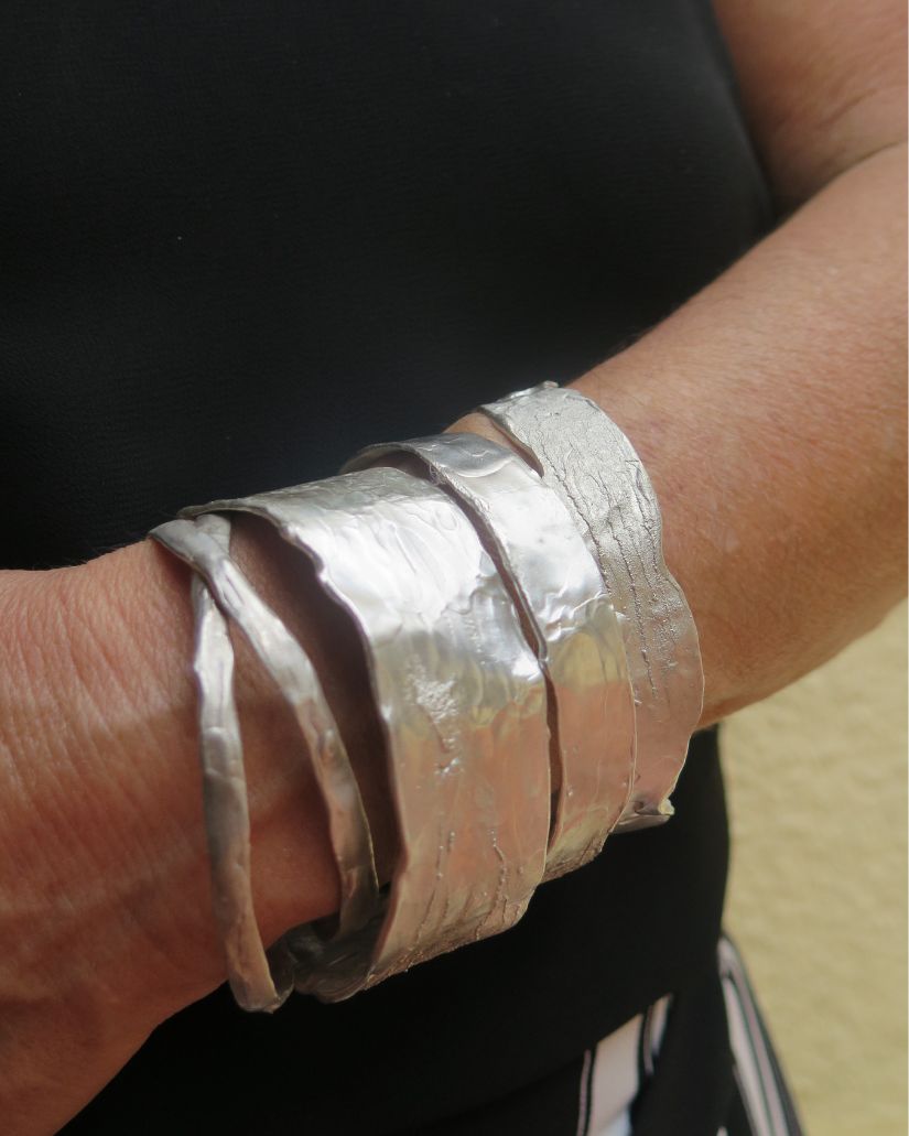 Bracelete Grande | Prata Texturizada
