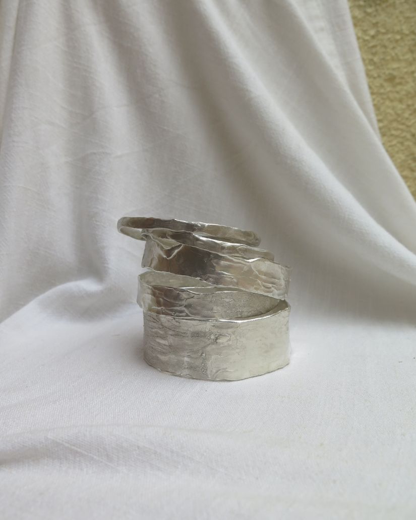 Bracelete Grande | Prata Texturizada