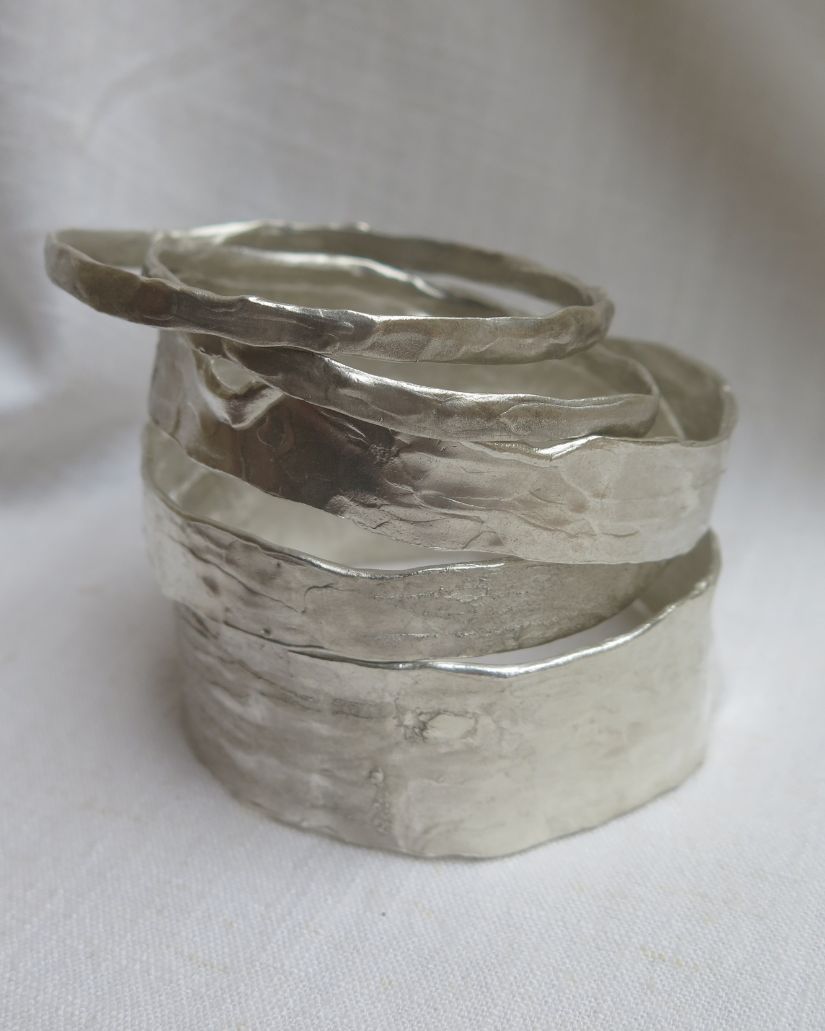 Bracelete Grande | Prata Texturizada